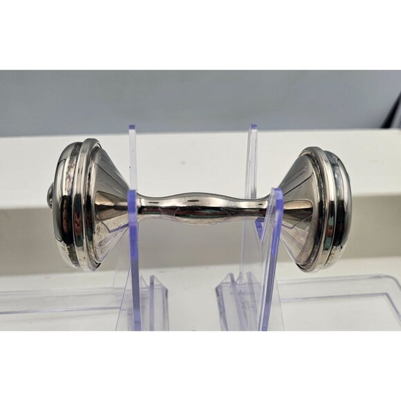 Vintage Godinger Peanuts Snoopy Weight Lifting Silver Plated Baby Rattle No Box - Picture 11 of 11